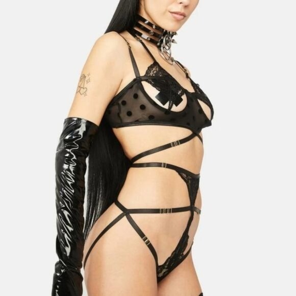 Raveware Dotty Lingerie Set | Retro Lace + Strappy Cutouts | S/M | NWT - Picture 2 of 6